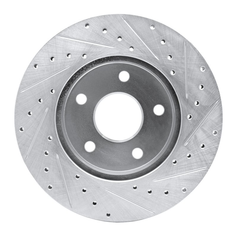 Jeep Grand Cherokee Brake Rotor (1) - Front Left - R1 Concepts - Drilled & Slotted - Silver - `99-`04